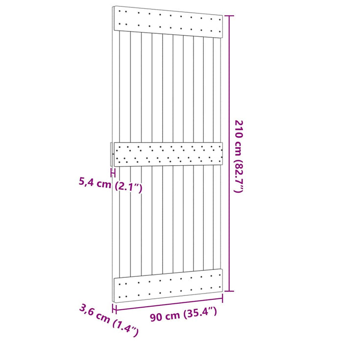 Porta NARVIK 90x210 cm in Legno Massello di Pino 154433
