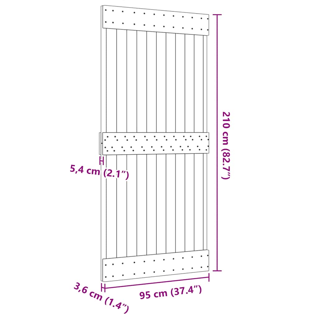 Porta NARVIK 95x210 cm in Legno Massello di Pino 154434