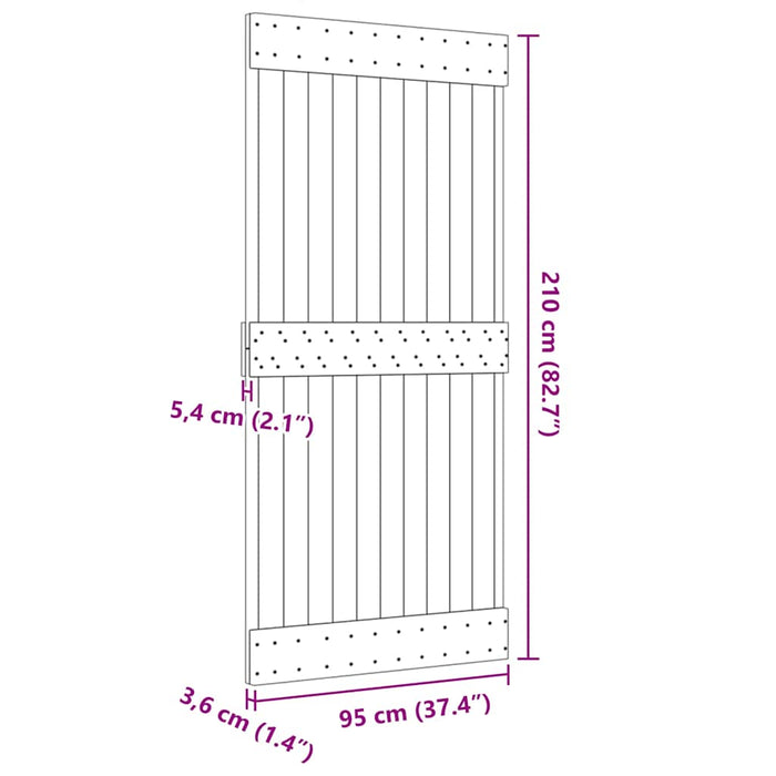 Porta NARVIK 95x210 cm in Legno Massello di Pino 154434