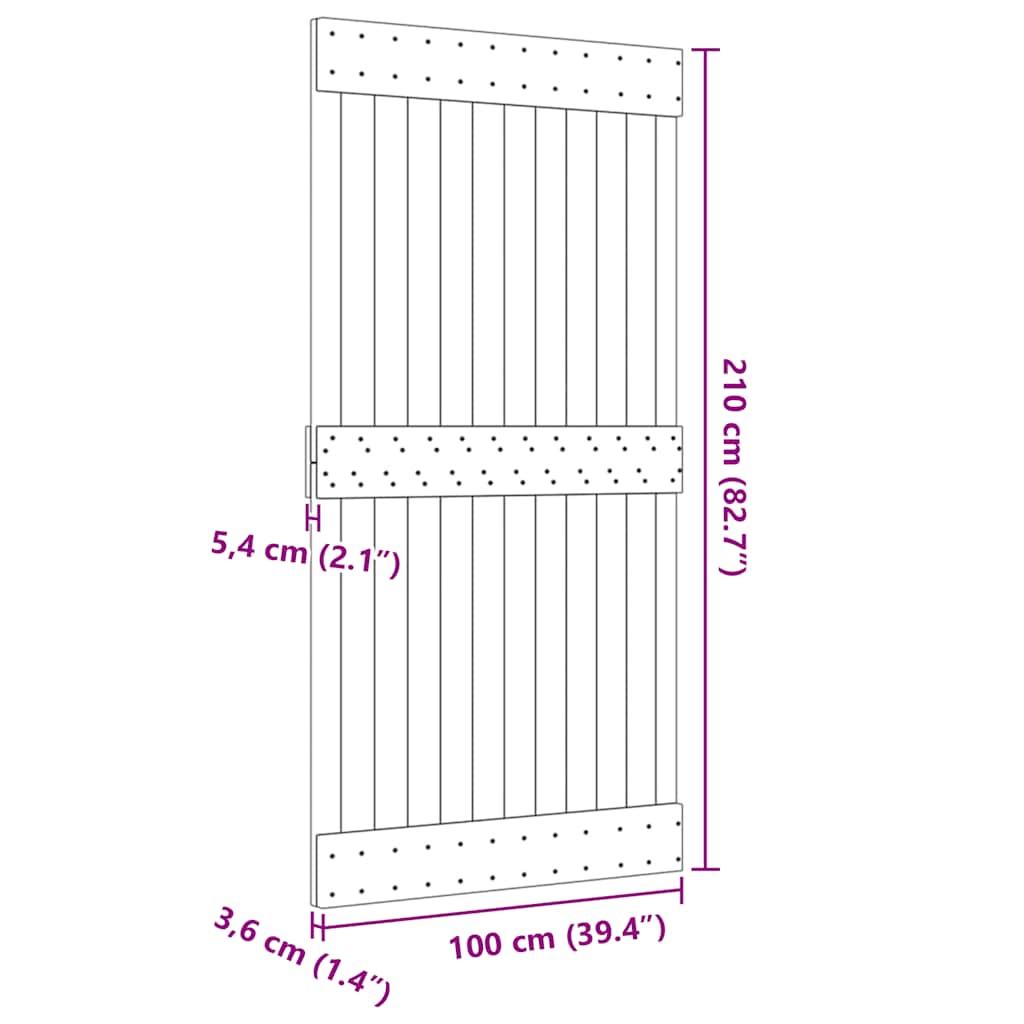 Porta NARVIK 100x210 cm in Legno Massello di Pino 154435