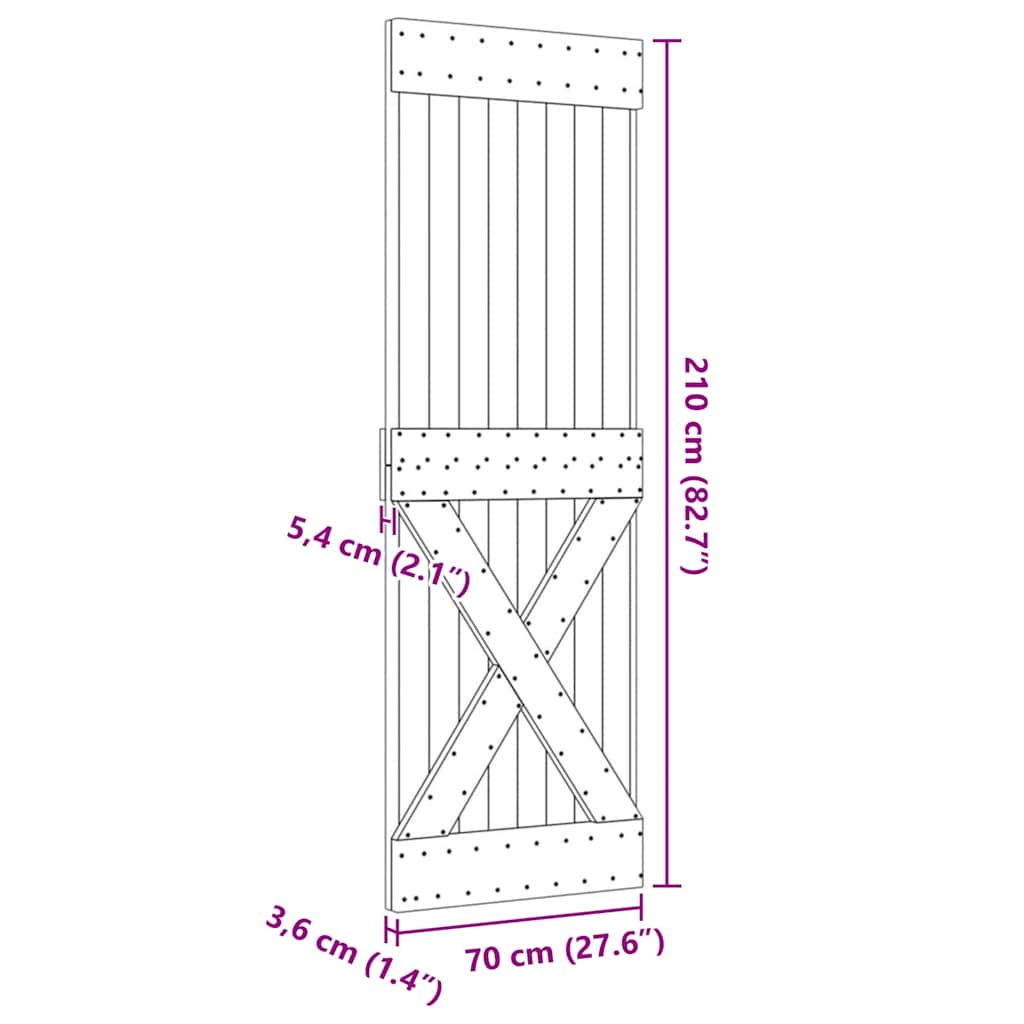 Porta NARVIK 70x210 cm in Legno Massello di Pino 154436