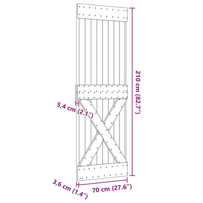 Porta NARVIK 70x210 cm in Legno Massello di Pino 154436