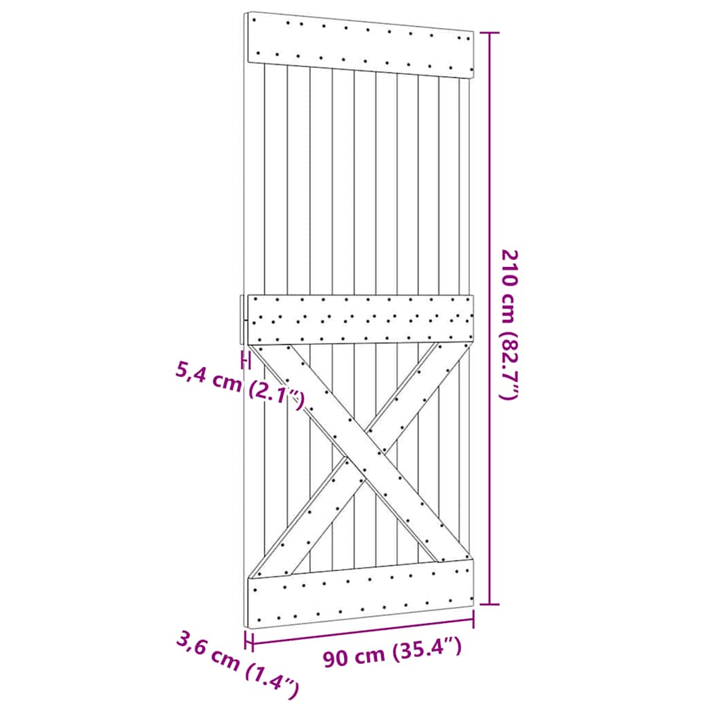 Porta NARVIK 90x210 cm in Legno Massello di Pino 154439