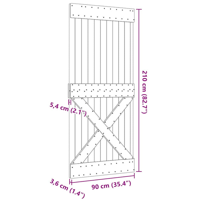Porta NARVIK 90x210 cm in Legno Massello di Pino 154439