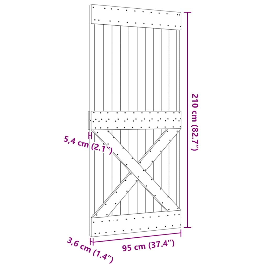 Porta NARVIK 95x210 cm in Legno Massello di Pino 154440