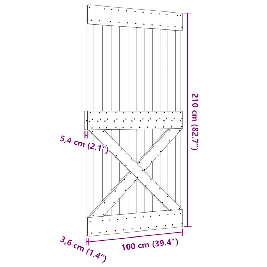 Porta NARVIK 100x210 cm in Legno Massello di Pino 154441