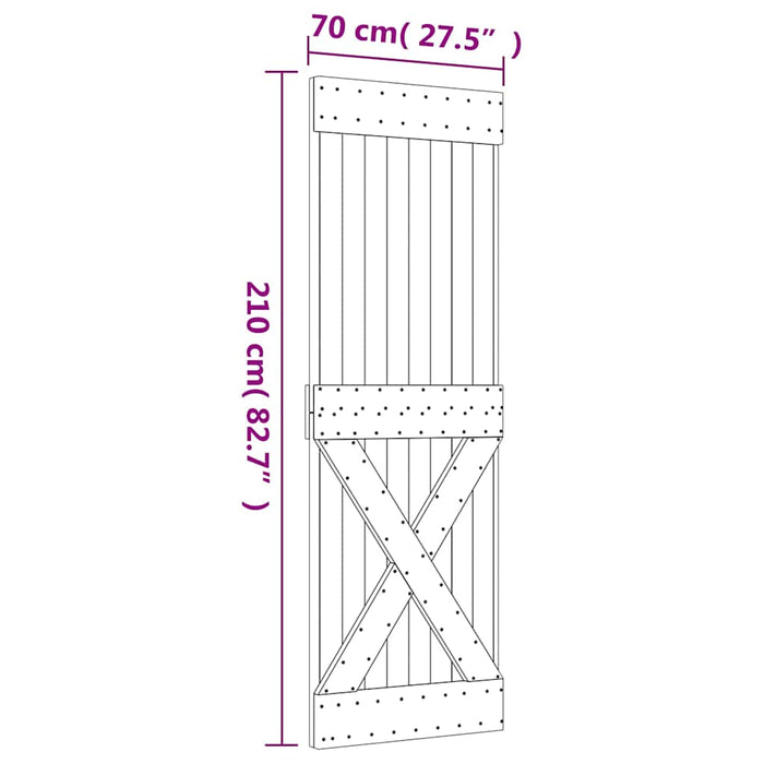 Porta NARVIK 70x210 cm in Legno Massello di Pino 154442
