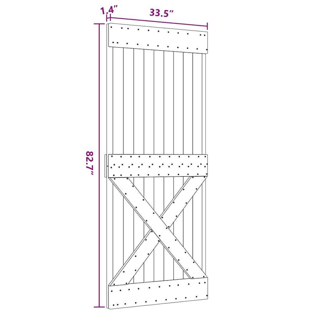 Porta NARVIK 85x210 cm in Legno Massello di Pino 154444