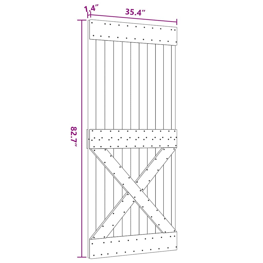 Porta NARVIK 90x210 cm in Legno Massello di Pino 154445