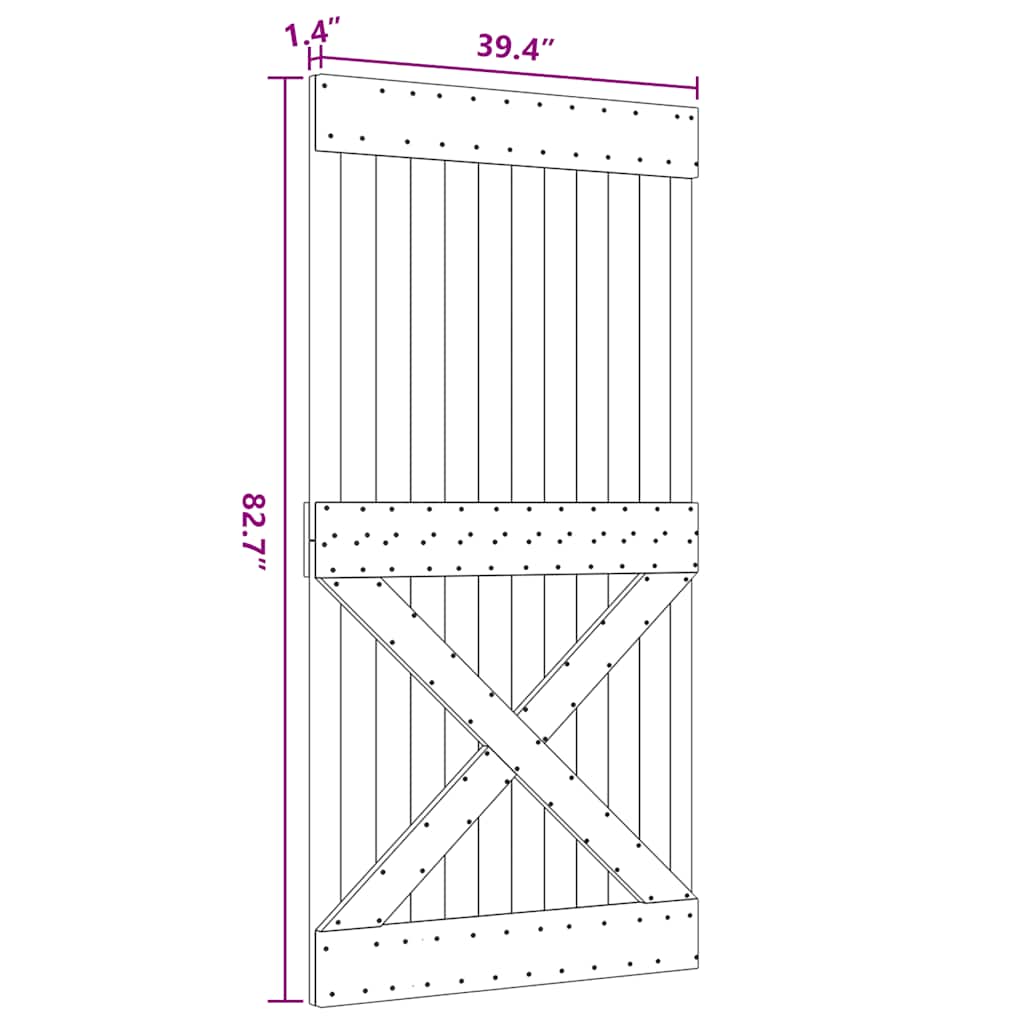 Porta NARVIK 100x210 cm in Legno Massello di Pino 154447