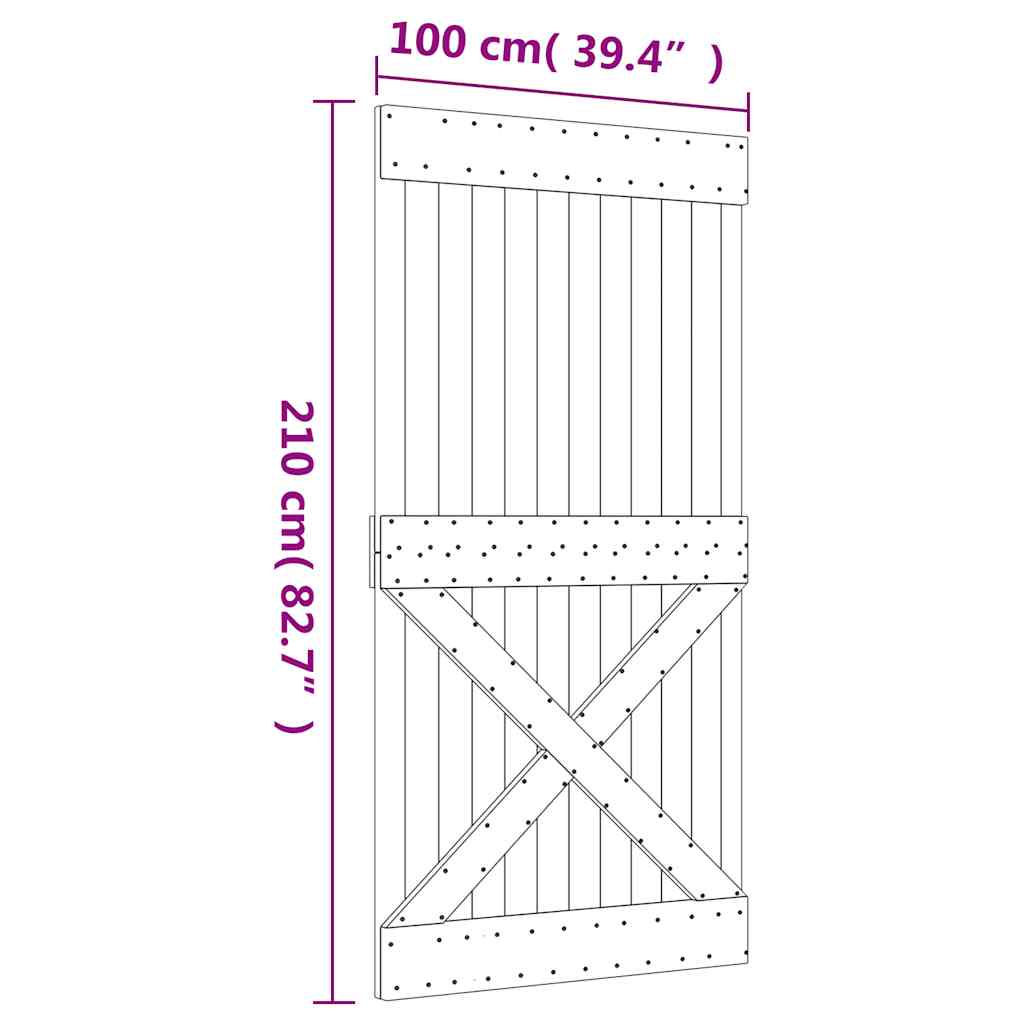 Porta NARVIK 100x210 cm in Legno Massello di Pino