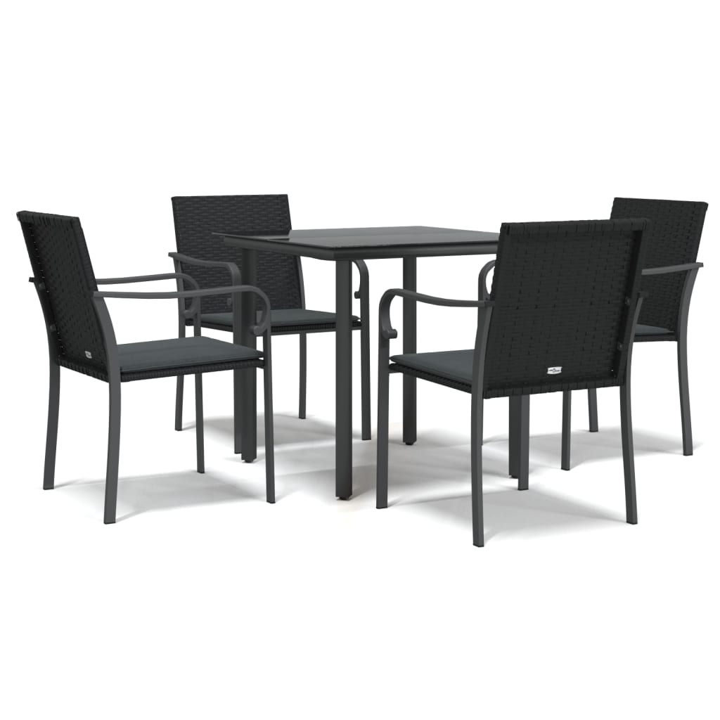 Set Pranzo da Giardino 5pz con Cuscini in Polyrattan e Acciaio 3186956