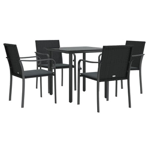Set Pranzo da Giardino 5pz con Cuscini in Polyrattan e Acciaio 3186956