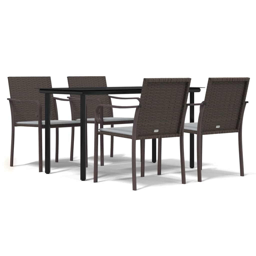 Set Pranzo da Giardino 5pz con Cuscini in Polyrattan e Acciaiocod mxl 124518