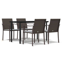 Set Pranzo da Giardino 5pz con Cuscini in Polyrattan e Acciaiocod mxl 124518