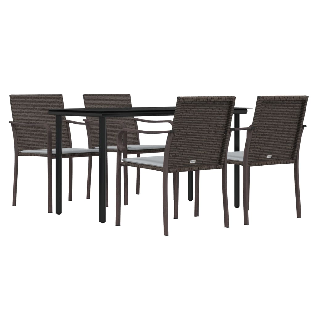 Set Pranzo da Giardino 5pz con Cuscini in Polyrattan e Acciaiocod mxl 124518