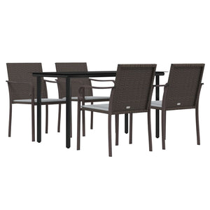 Set Pranzo da Giardino 5pz con Cuscini in Polyrattan e Acciaiocod mxl 124518
