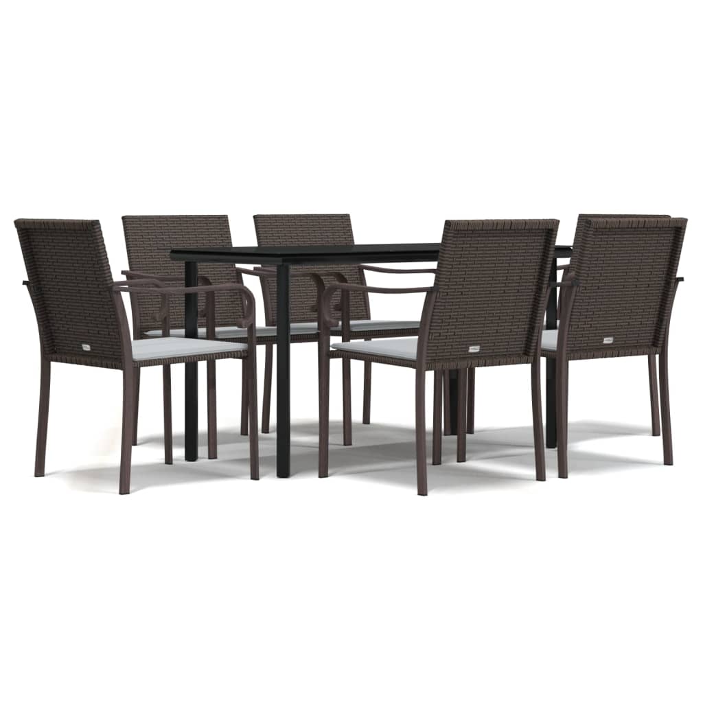 Set Pranzo da Giardino 7 pz con Cuscini in Polyrattan e Acciaio 3186958