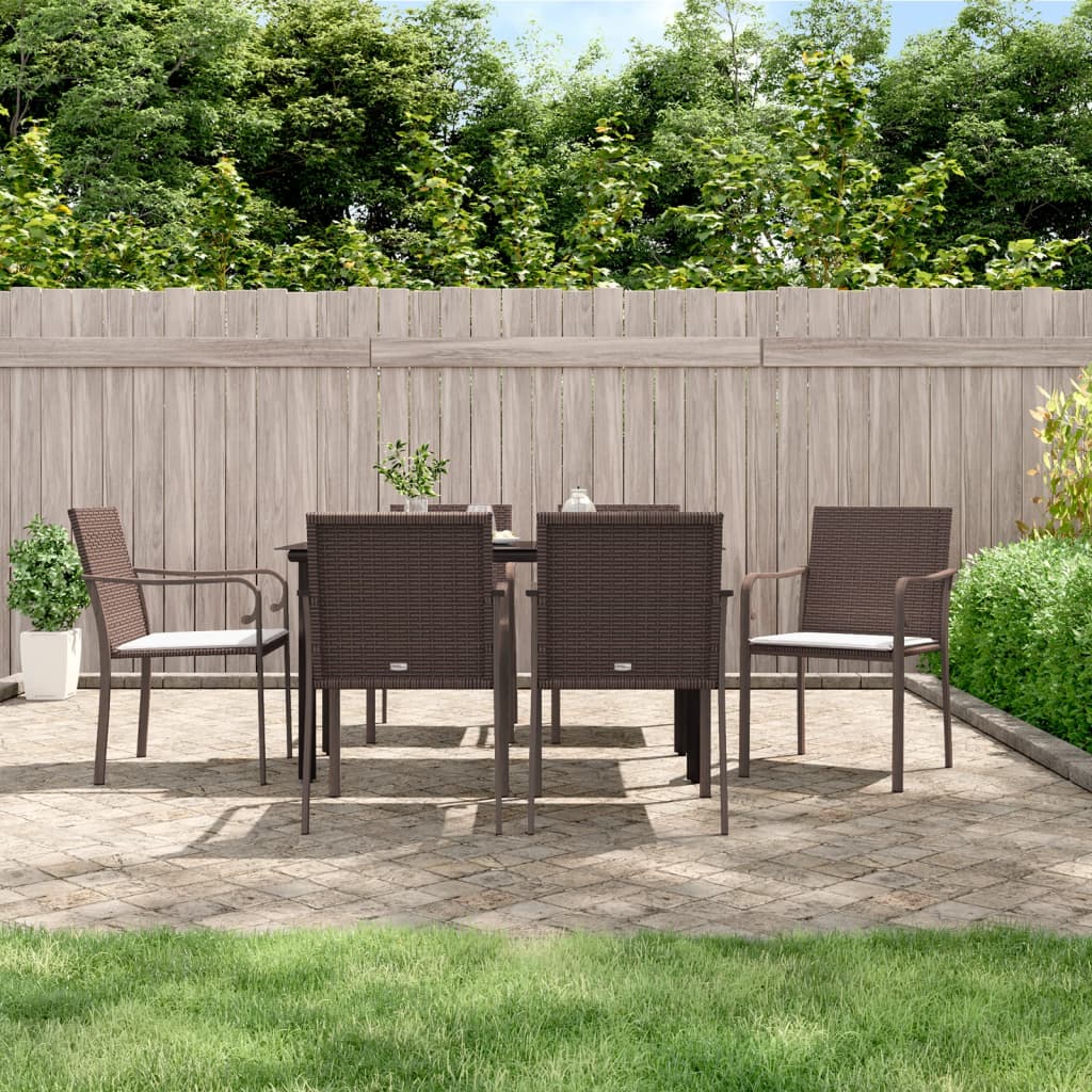 Set Pranzo da Giardino 7 pz con Cuscini in Polyrattan e Acciaio 3186958