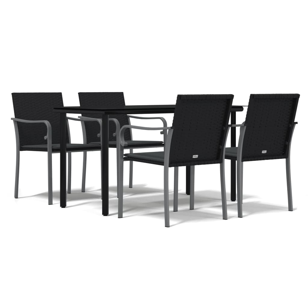 Set Pranzo da Giardino 5pz con Cuscini in Polyrattan e Acciaio 3186959