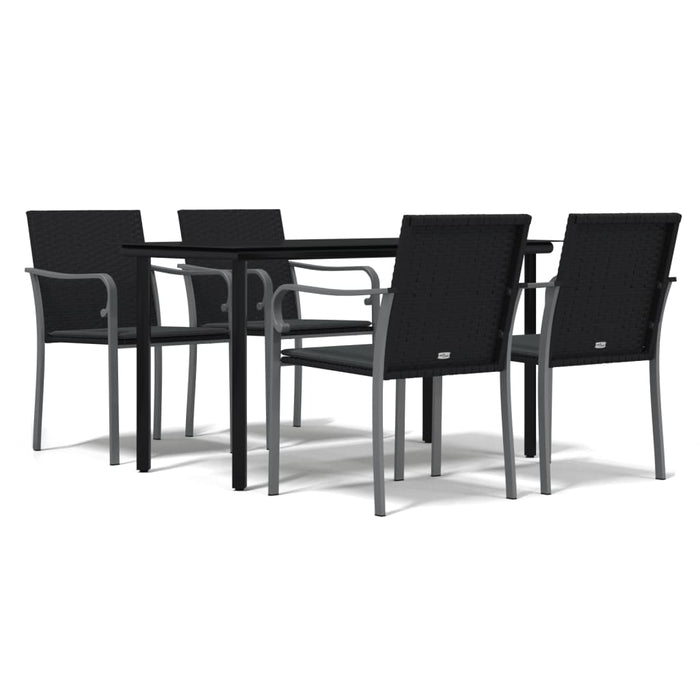 Set Pranzo da Giardino 5pz con Cuscini in Polyrattan e Acciaio 3186959
