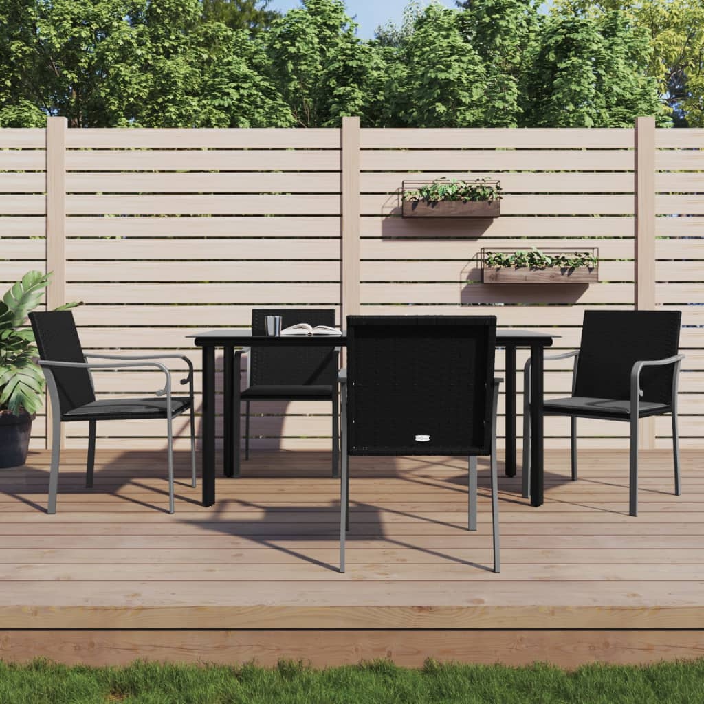 Set Pranzo da Giardino 5pz con Cuscini in Polyrattan e Acciaio 3186959