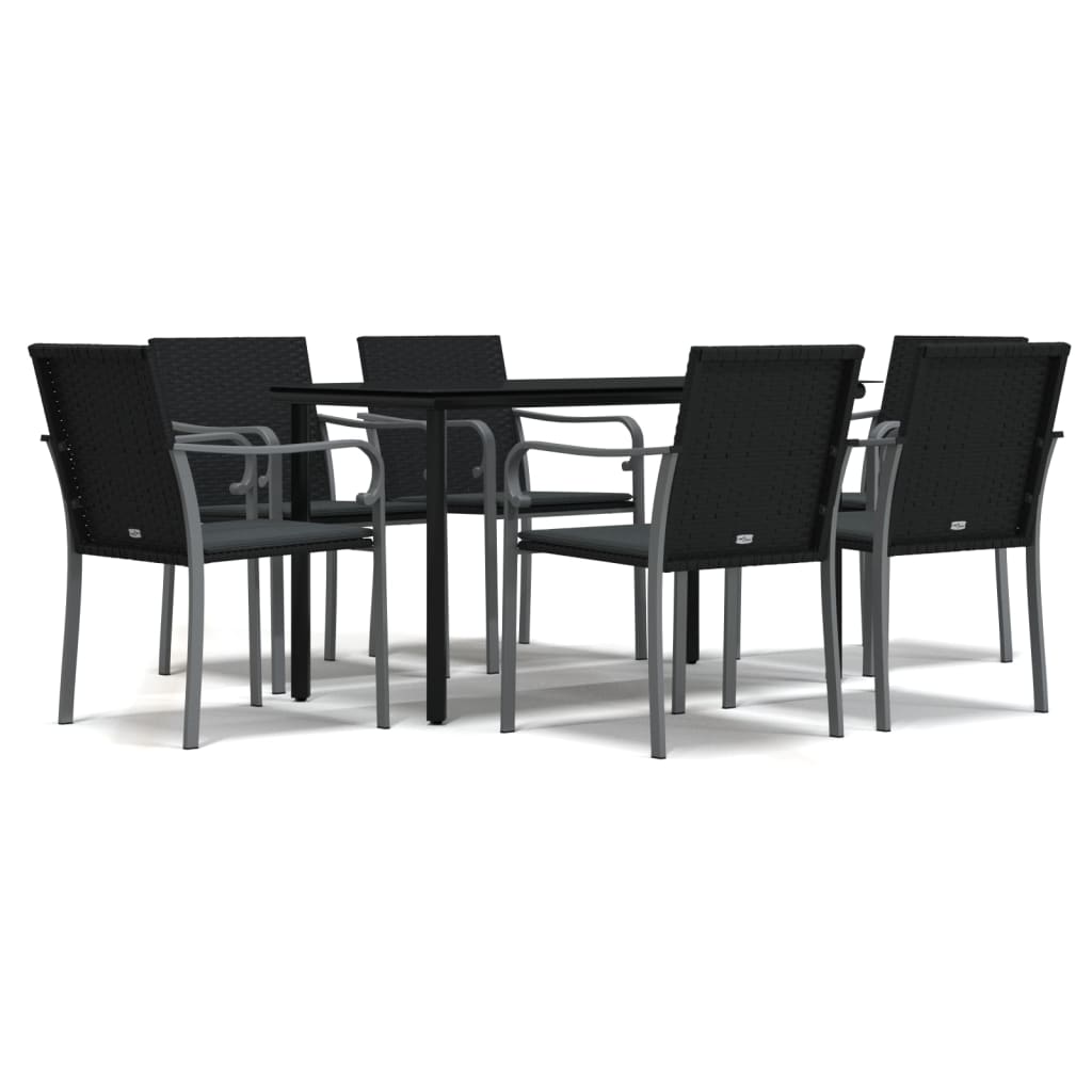 Set Pranzo da Giardino 7 pz con Cuscini in Polyrattan e Acciaio 3186960