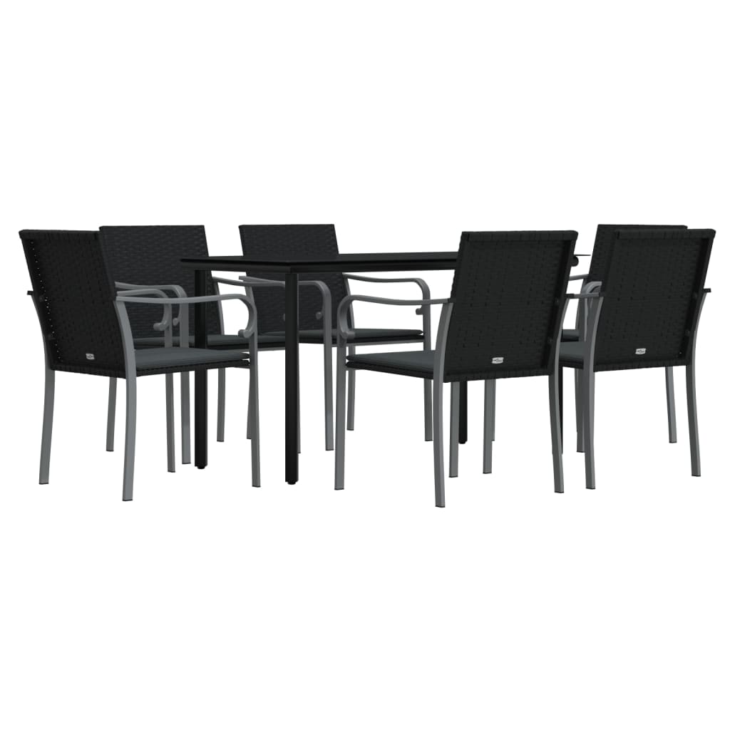 Set Pranzo da Giardino 7 pz con Cuscini in Polyrattan e Acciaio 3186960
