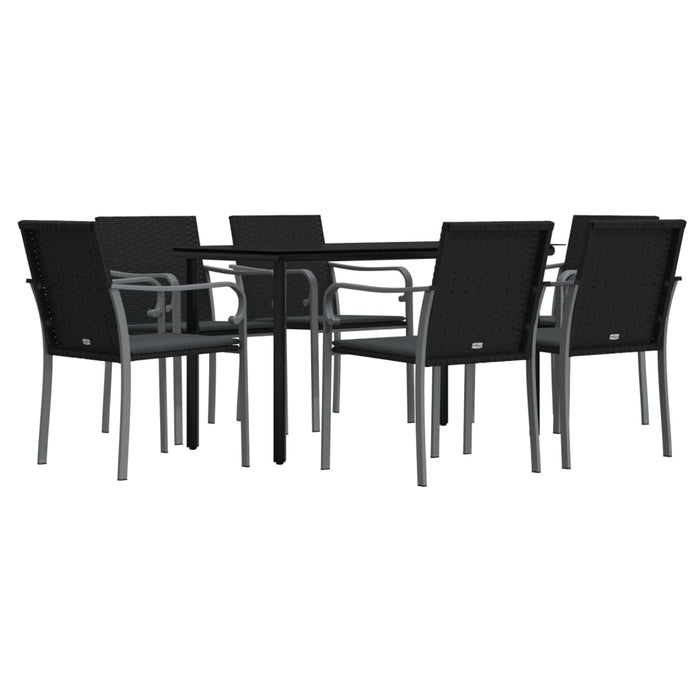 Set Pranzo da Giardino 7 pz con Cuscini in Polyrattan e Acciaio 3186960