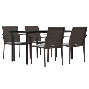 Set Pranzo da Giardino 5pz con Cuscini in Polyrattan e Acciaio 3186961