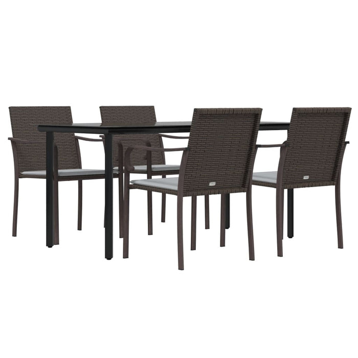 Set Pranzo da Giardino 5pz con Cuscini in Polyrattan e Acciaio 3186961