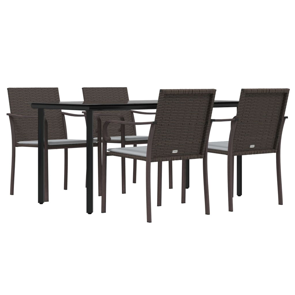 Set Pranzo da Giardino 5pz con Cuscini in Polyrattan e Acciaio 3186961