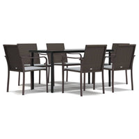 Set Pranzo da Giardino 7 pz con Cuscini in Polyrattan e Acciaiocod mxl 124540