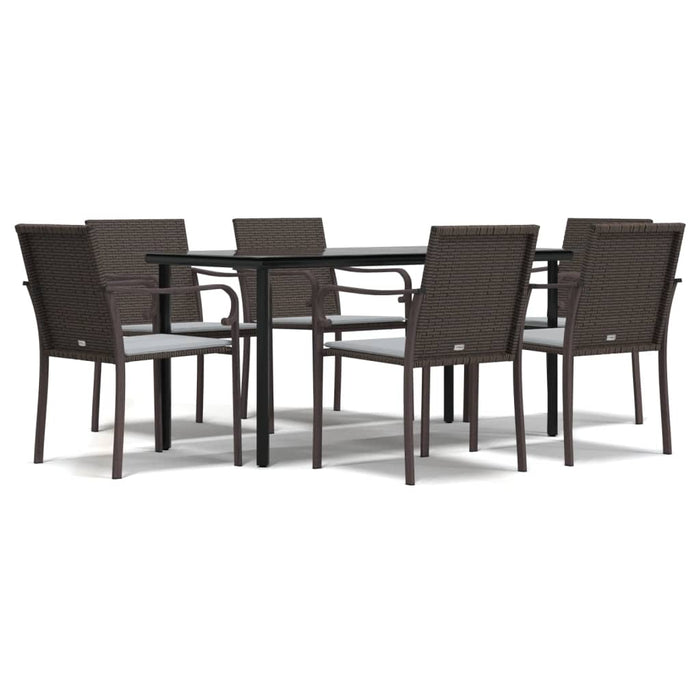 Set Pranzo da Giardino 7 pz con Cuscini in Polyrattan e Acciaiocod mxl 124540