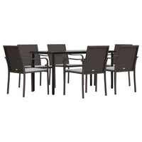 Set Pranzo da Giardino 7 pz con Cuscini in Polyrattan e Acciaiocod mxl 124540