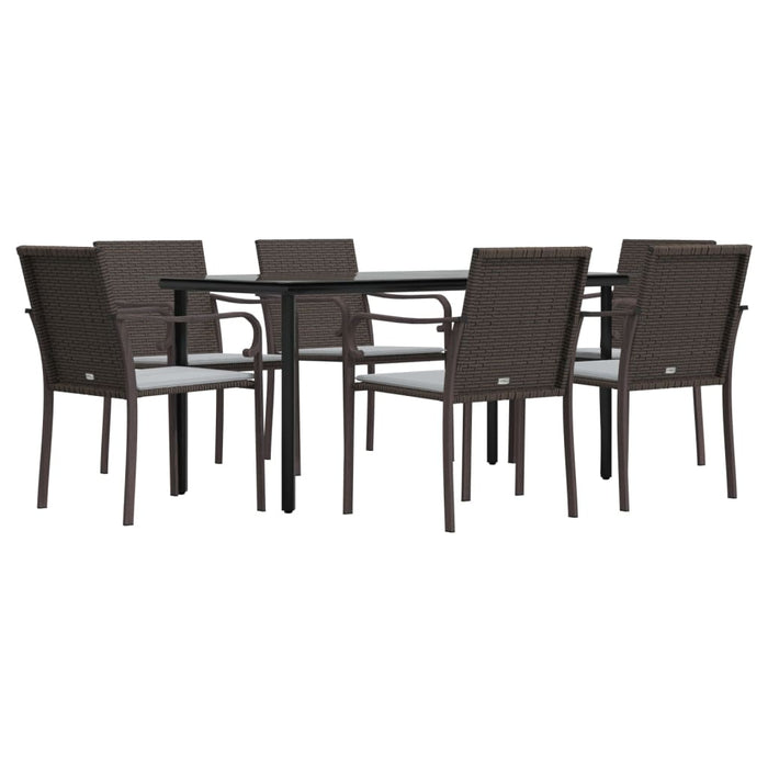 Set Pranzo da Giardino 7 pz con Cuscini in Polyrattan e Acciaiocod mxl 124540