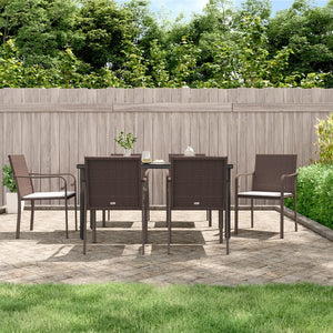 Set Pranzo da Giardino 7 pz con Cuscini in Polyrattan e Acciaiocod mxl 124540