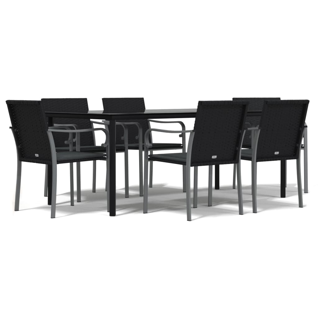 Set Pranzo da Giardino 7 pz con Cuscini in Polyrattan e Acciaio 3186967