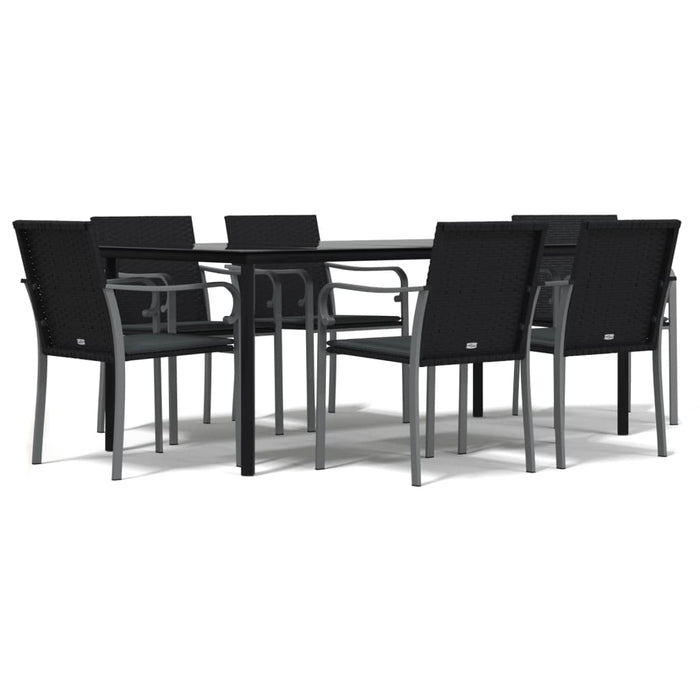Set Pranzo da Giardino 7 pz con Cuscini in Polyrattan e Acciaiocod mxl 101250