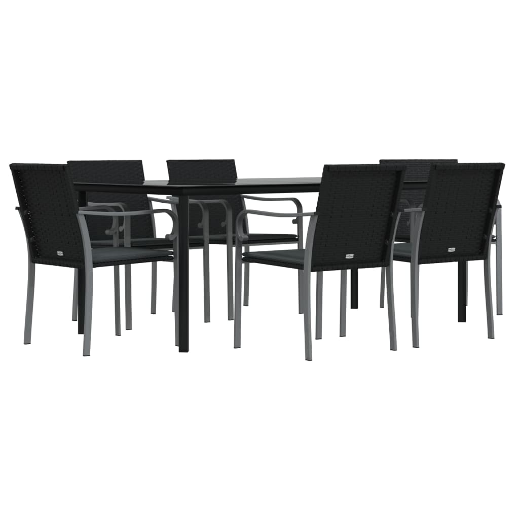Set Pranzo da Giardino 7 pz con Cuscini in Polyrattan e Acciaio 3186967