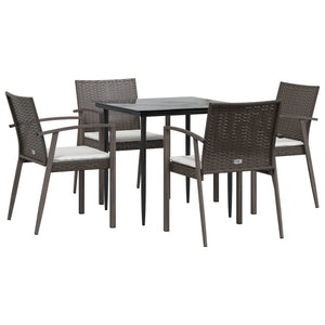Set Pranzo da Giardino 5pz con Cuscini in Polyrattan e Acciaiocod mxl 76619