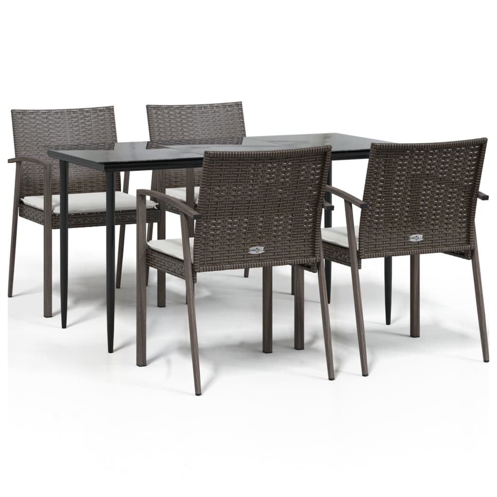 Set Pranzo da Giardino 5pz con Cuscini in Polyrattan e Acciaiocod mxl 100605
