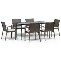 Set Pranzo da Giardino 7 pz con Cuscini in Polyrattan e Acciaiocod mxl 100573