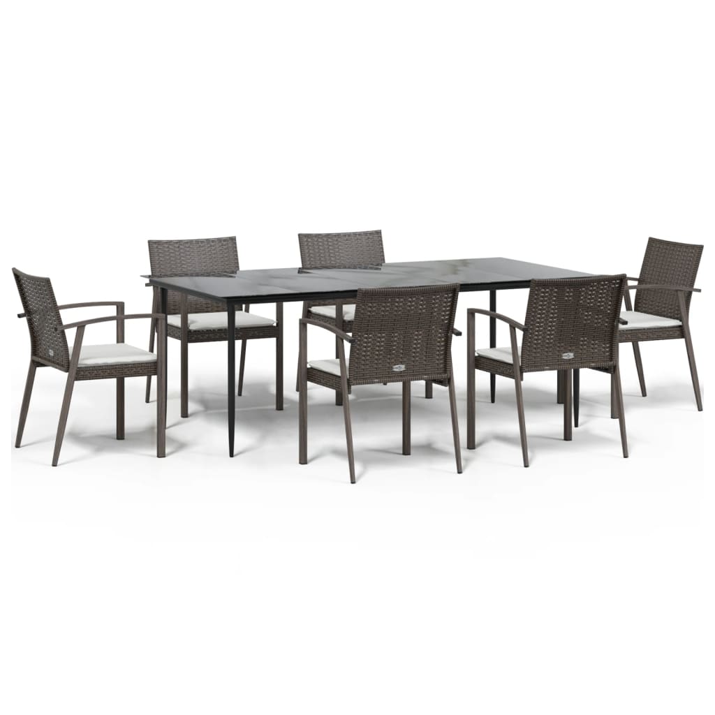 Set Pranzo da Giardino 7 pz con Cuscini in Polyrattan e Acciaio 3186981