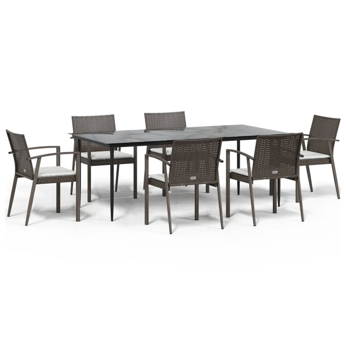 Set Pranzo da Giardino 7 pz con Cuscini in Polyrattan e Acciaio 3186981
