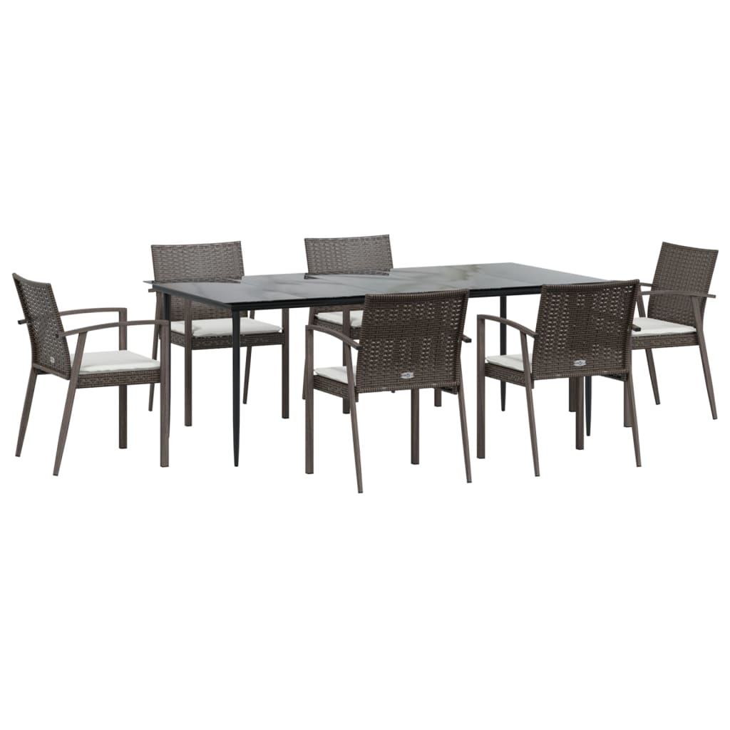Set Pranzo da Giardino 7 pz con Cuscini in Polyrattan e Acciaio 3186981