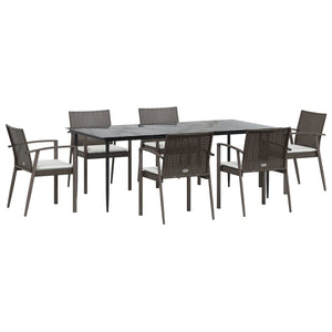 Set Pranzo da Giardino 7 pz con Cuscini in Polyrattan e Acciaio 3186981