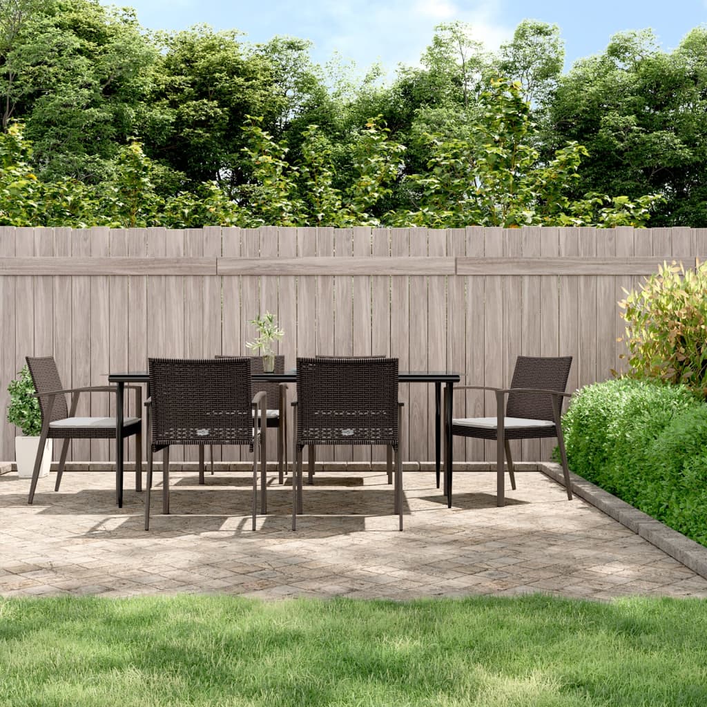 Set Pranzo da Giardino 7 pz con Cuscini in Polyrattan e Acciaio 3186981