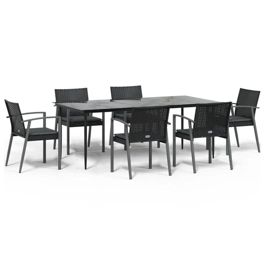 Set Pranzo da Giardino 7 pz con Cuscini in Polyrattan e Acciaio