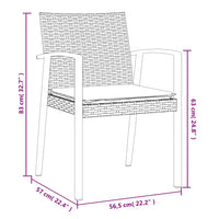 Set Pranzo da Giardino 7 pz con Cuscini in Polyrattan e Acciaio